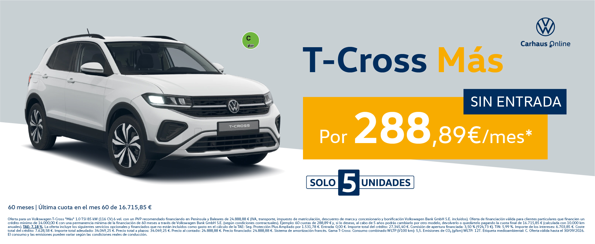 Volkswagen T-Cross Más blanco 1.0 TSI 116 CV